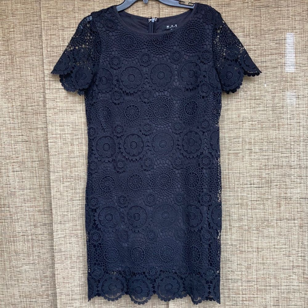 MAK black crochet mini dress
